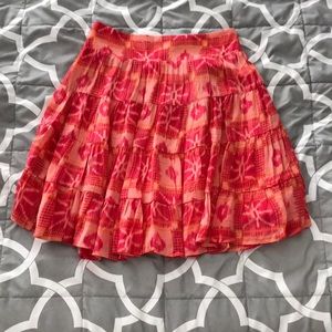 Anthropologie Hot Pink & Orange Ikat Skirt Size XS